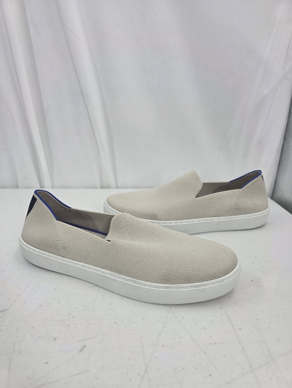 Rothy's The Original Slip-On Sneaker Sand Beige Knit Women's Size 9.5 EUC.
